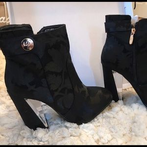 Brocade black booties